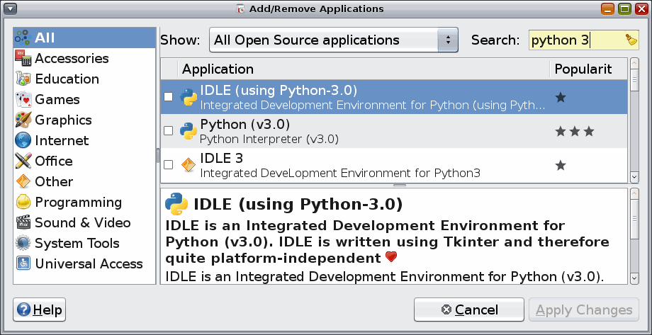 [增加／刪除：搜索 Python 3]