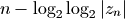 n - \log_2 \log_2 |z_n|